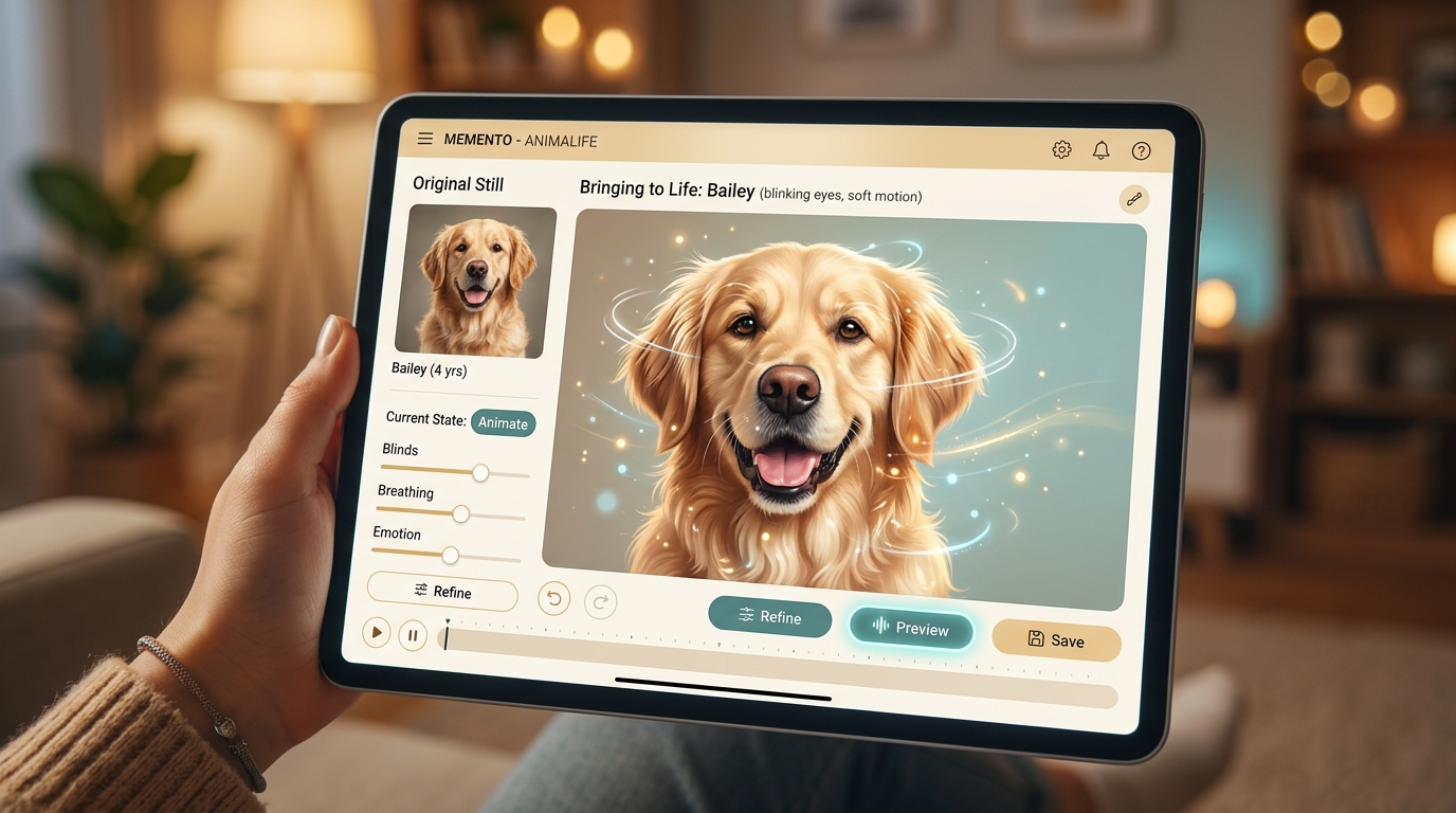 Bringing a still dog portrait to life with gentle AI motion animation