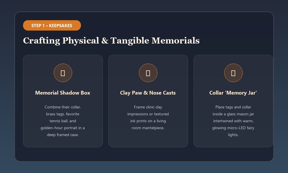 Physical Keepsakes for Pet Memorials - Shadow Boxes, Paw Prints, and Memory Jars